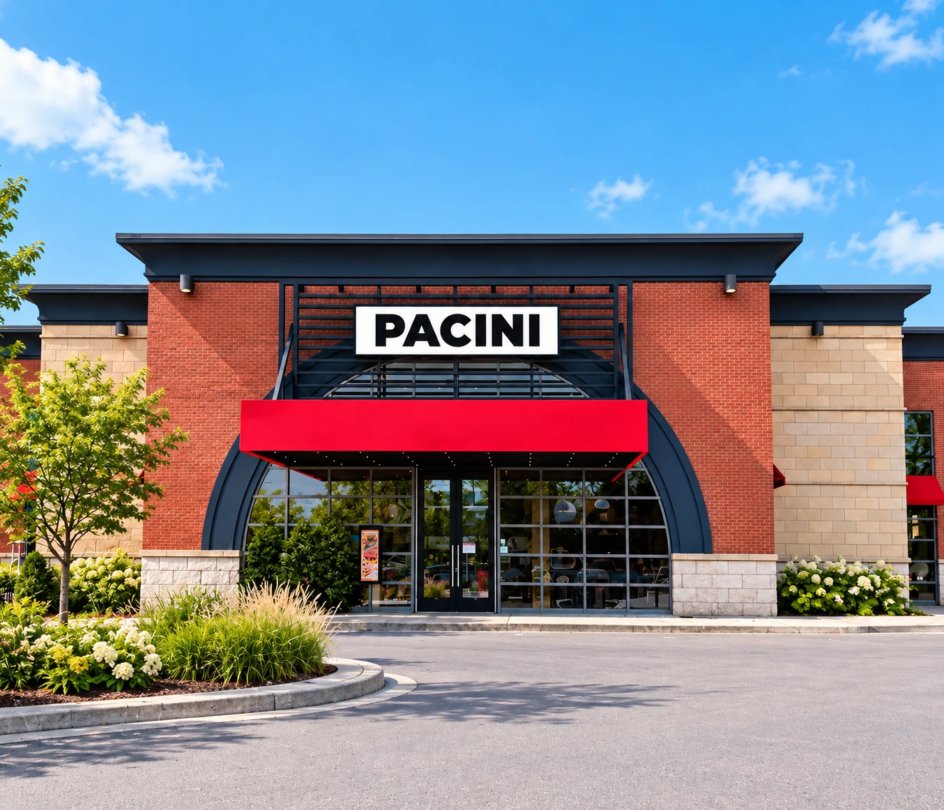 Façade estivale d'un restaurant PACINI